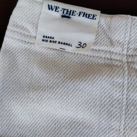 Free People - Osaka Mid Rise Barrel Jeans - Ecru & Ivory  - Size 30 - Picture 7 of 8